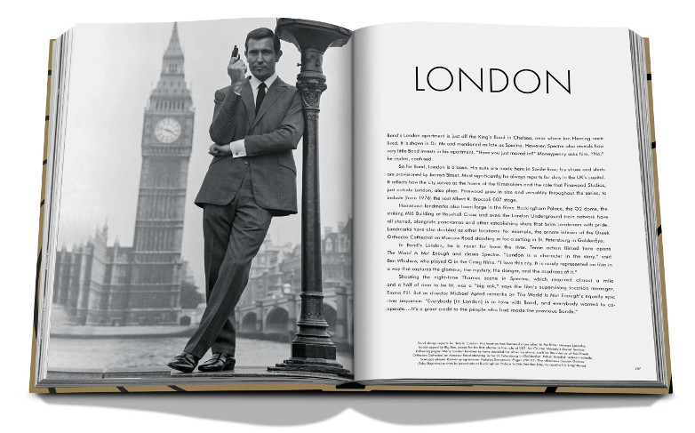 George Lazenby, London lamp post, James Bond Destinations, book
