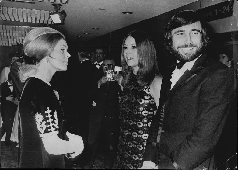 George Lazenby and Diana Rigg attend the On Her Majestys Secret Service premiere in London