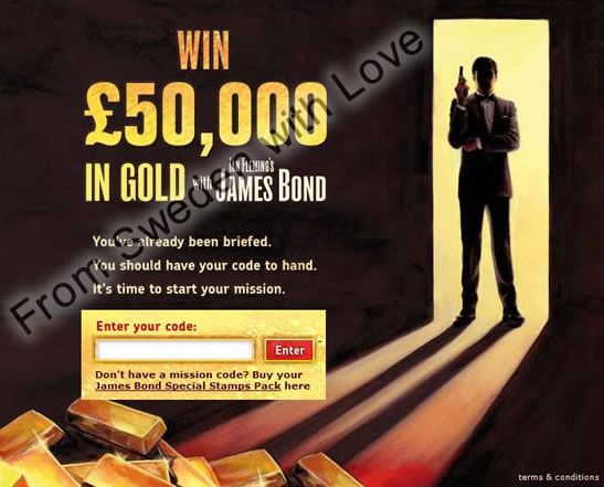 James Bond stamps gold coupon