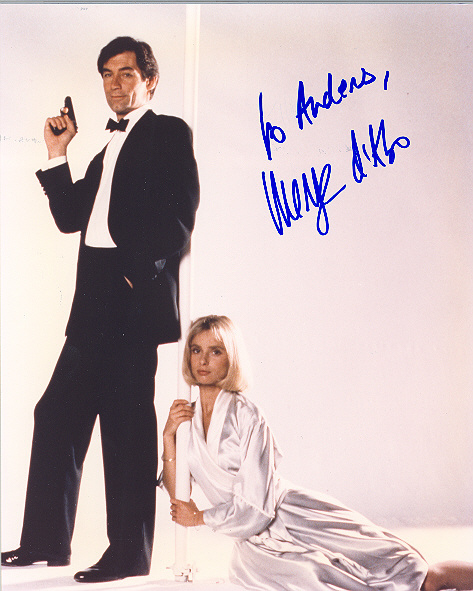 Maryam d'Abo, pictured with Timothy Dalton Signed 10x8 inch photo
