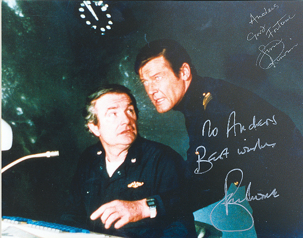 Shane Rimmer and Sir Roger Moore 10x8 inch, coluor