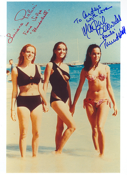 Luciana Paluzzi and Martine Beswicke, pictured with Claudine Auger 10x8 inch, colour