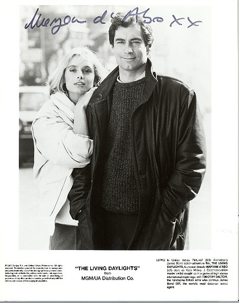 Maryam d'Abo, pictured with Timothy Dalton 10x8, black and white