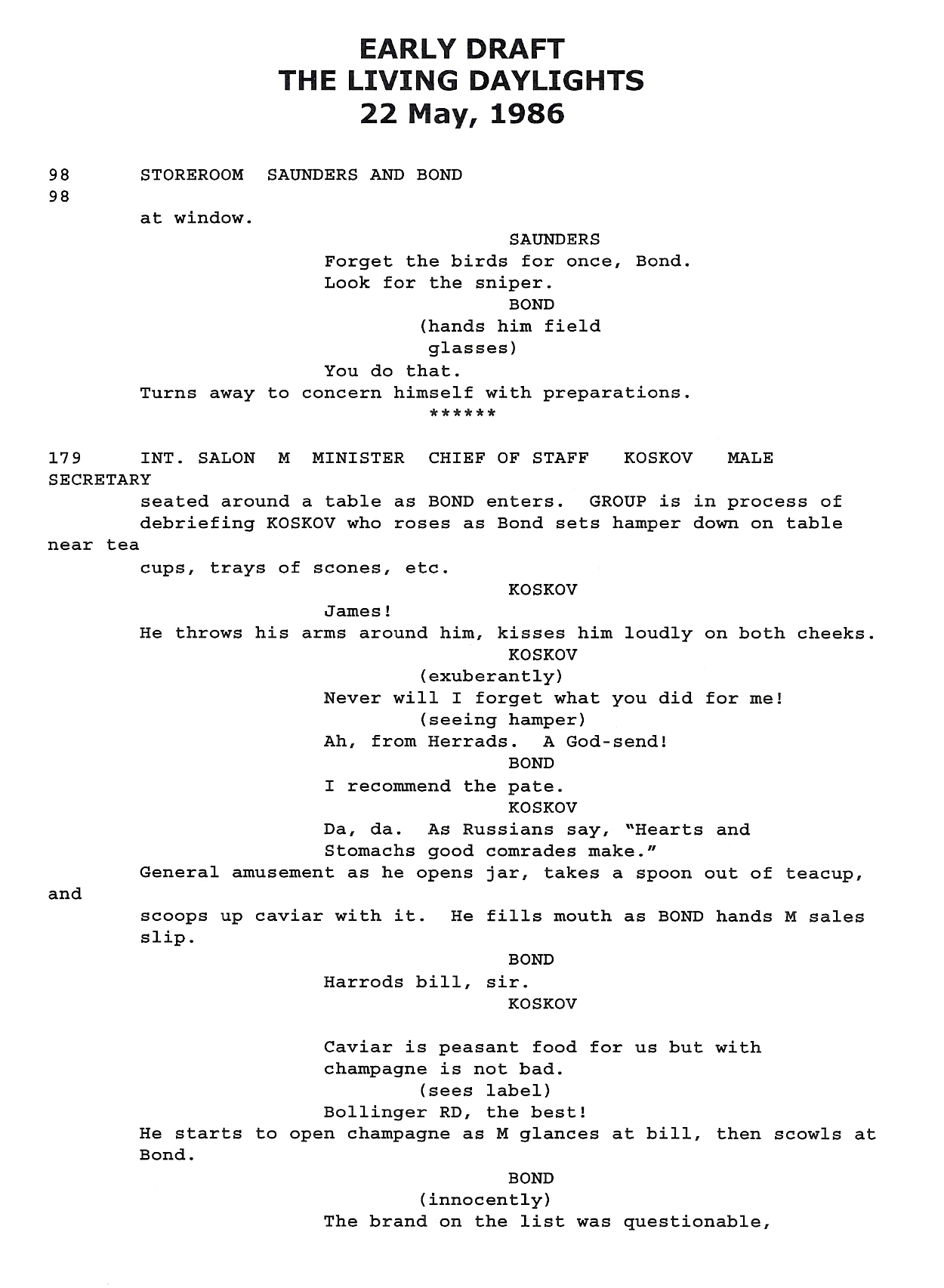 Original screenplay, 19 pages Early draft overview