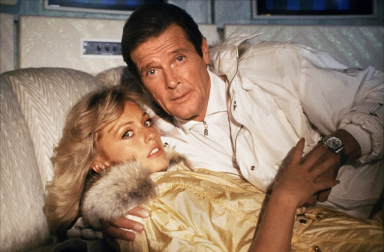 Mary Stavin and Roger Moore in A View to a Kill