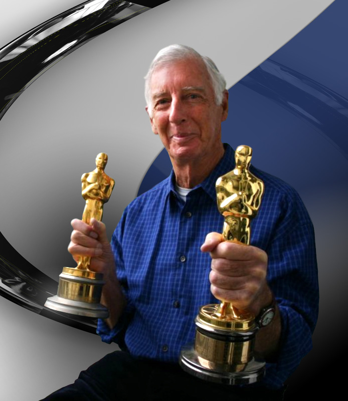 Michael Ford med sina två Oscars