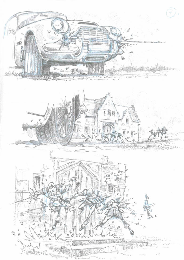 Skyfall lodge attack sequence storyboard by Jim Cornish