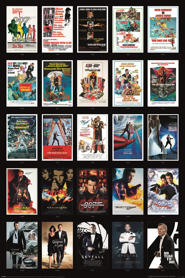 James Bond 25 Films Poster - Heavyweight Paper