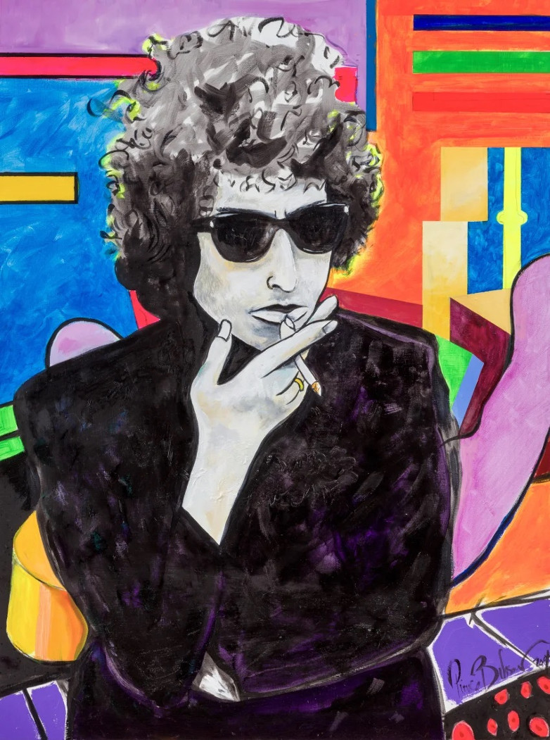 Pierce Brosnan målning av Bob Dylan
