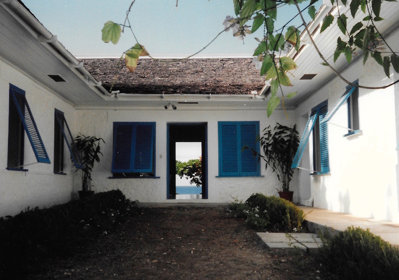 Goldeneye, Jamaica, back garden courtyard, 1989