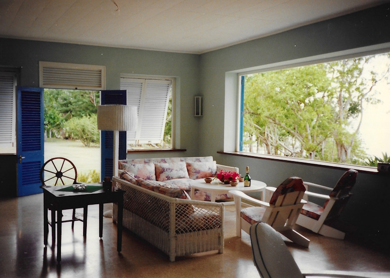 Goldeneye, main house, living room, 1989