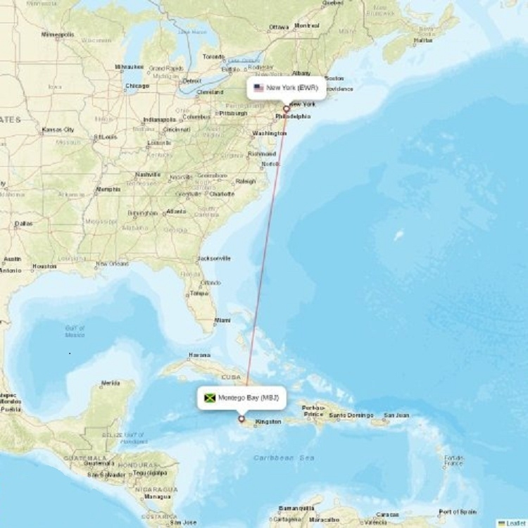 New York, Kingston, Jamaica, flight