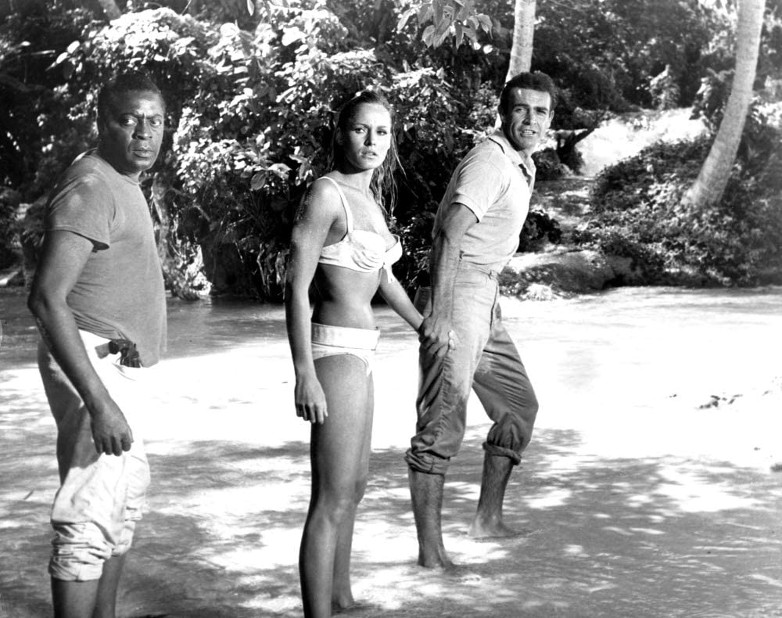 John Kitzmiller, Ursula Andress and Sean Connery in Dr. No