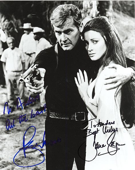 Sir Roger Moore and Jane Seymour Signed 10x8 inch photo