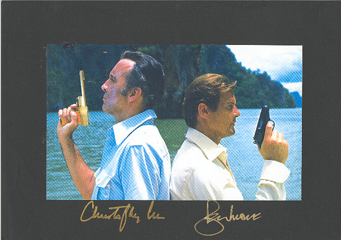 Sir Christopher Lee and Sir Roger Moore Signed 10x8 inch photo