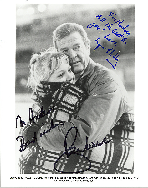 Lynn Holly Johnson och Sir Roger Moore Färgfoto, 10x8 tum
