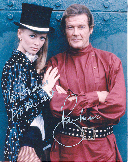 Sir Roger Moore and Kristina Wayborn Signed 10x8 inch photo