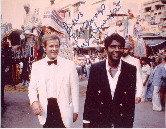 Vijay Amritraj, pictured with Sir Roger Moore 10x8, colour