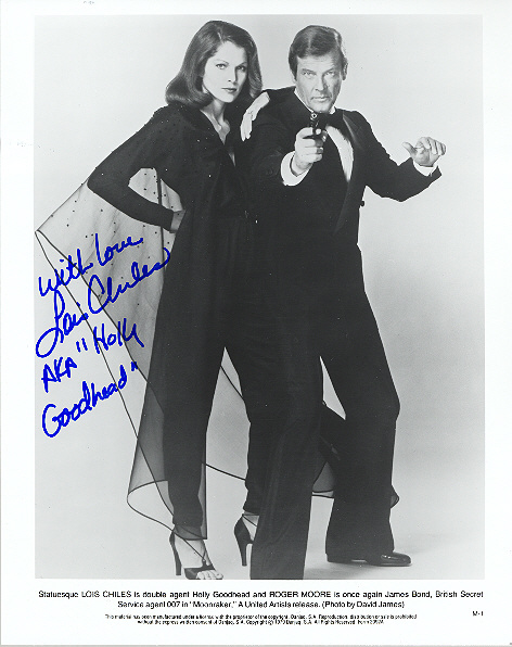 Lois Chiles och Sir Roger Moore Signerat 10x8 tums foto