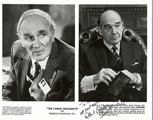 Desmond Llewelyn and Robert Brown Signed 10x8 inch photo