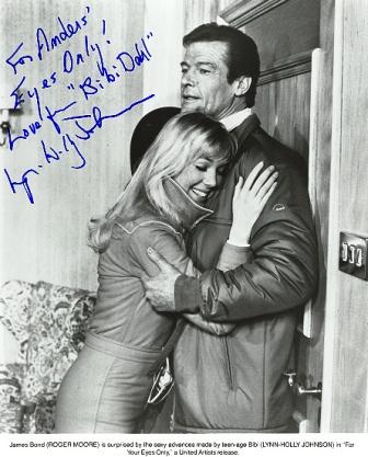 Lynn Holly Johnson, pictured with Sir Roger Moore 10x8, colour