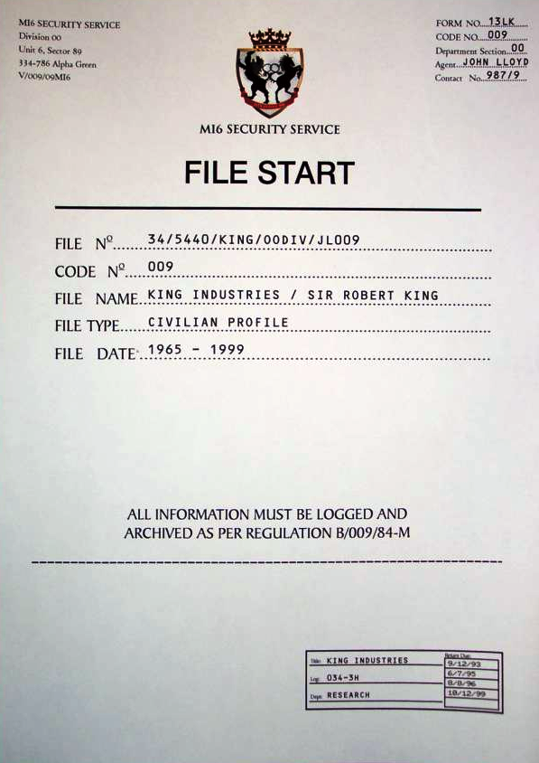 MI6 File Page Used on screen