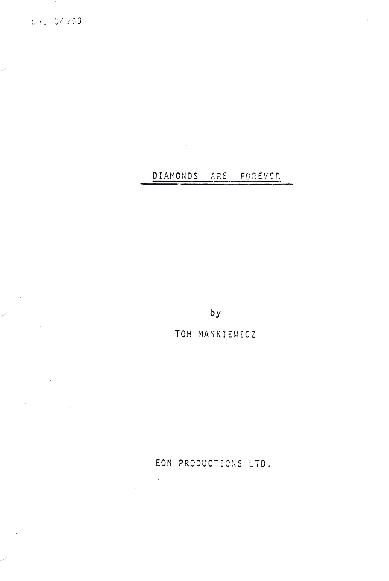 Original screenplay, 125 pages Revised first draft