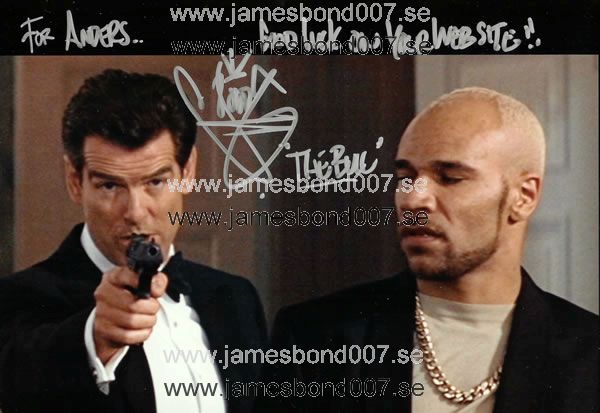 Goldie, pictured with Pierce Brosnan Colour