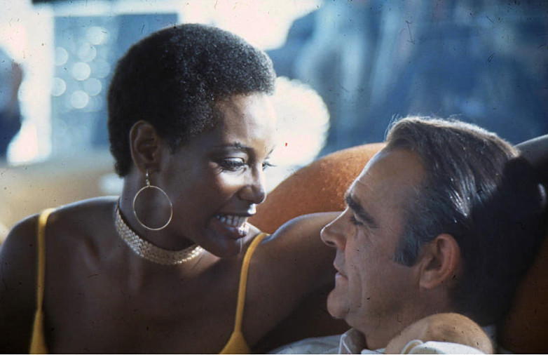 Trina Parks and Sean Connery on the set of Diamonds Are Forever