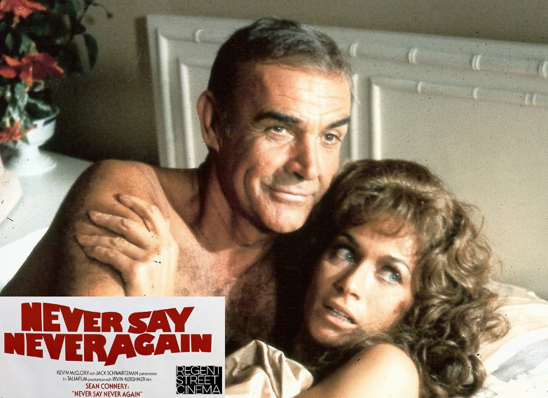 Valerie Leon and Sean Connery during the filming of Never Say Never Again