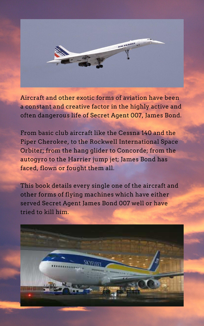 The back cover of James Bond's Aircraft by Mark Ashley
