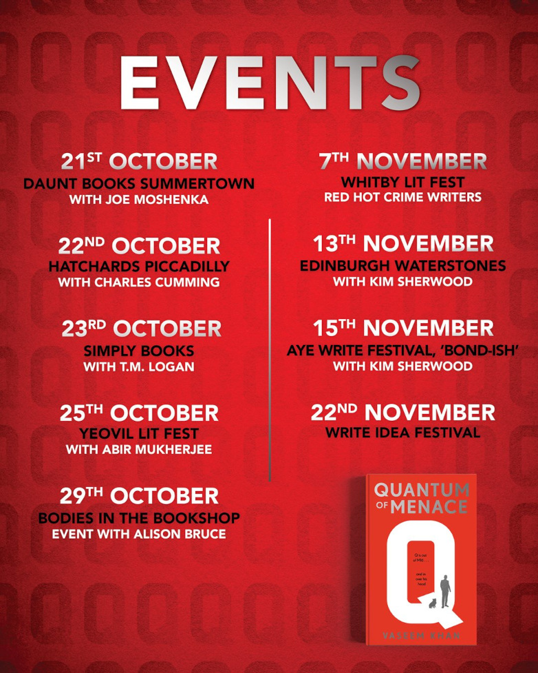 Quantum of Menace, Vaseem Khan, events, Q